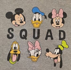 Disney Mickey & Friends "Squad" Gray Double Sided T-Shirt Men's Big And Tall 2X